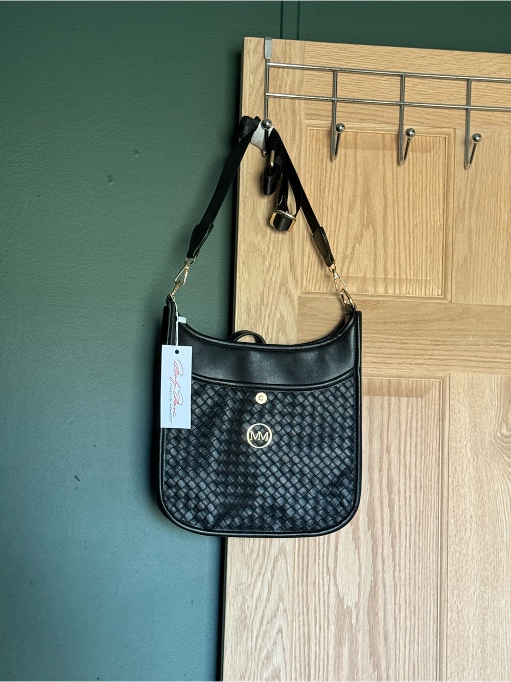 Marilyn Monroe Black Woven Shoulder Bag with Gold Accent New with Tags